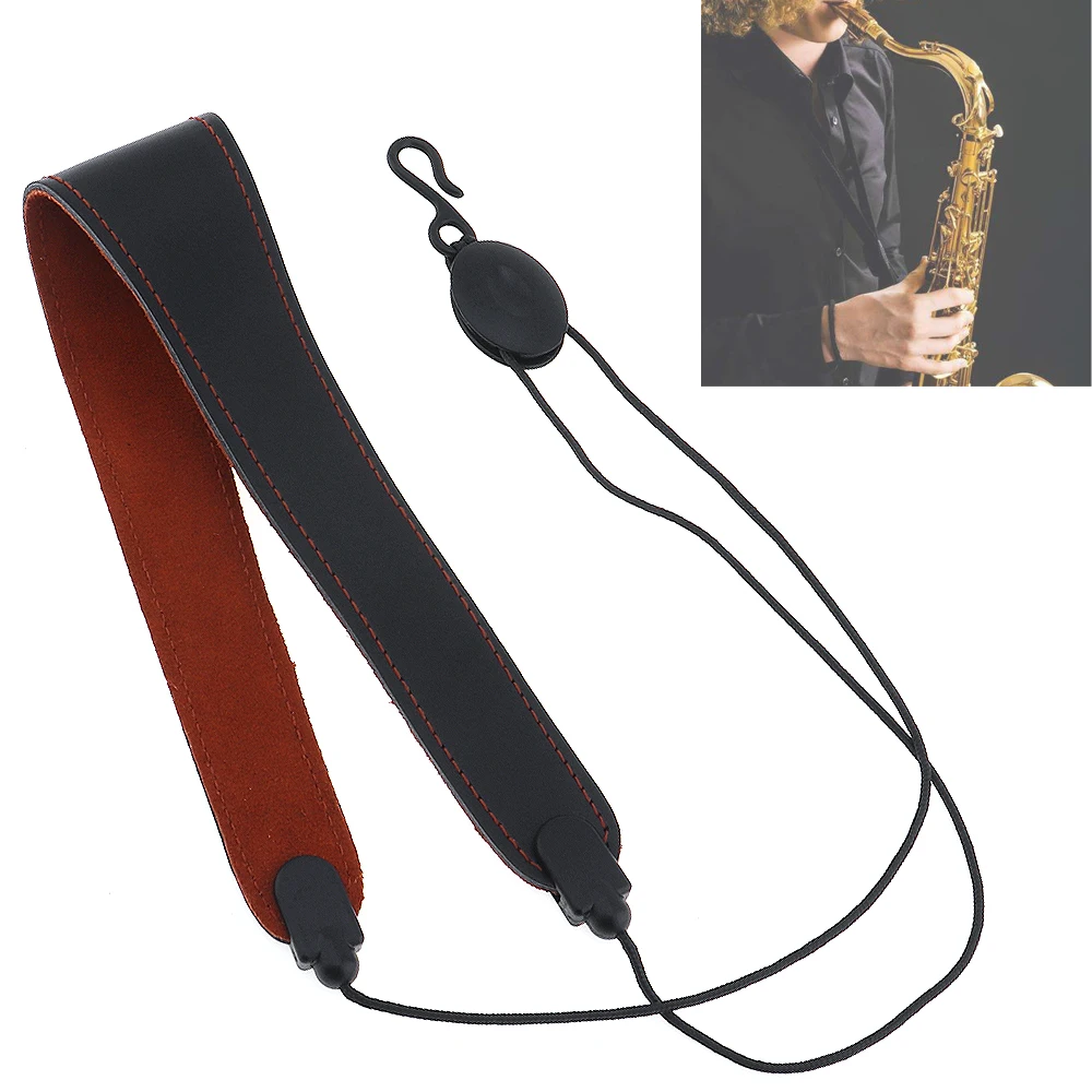 

Adjustable Genuine Leather Saxophone Clarinet Neck Strap Single Shoulder Strap for Saxophone Clarinet