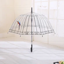 Горячая Распродажа, прозрачный зонт с длинной ручкой, креативный полуавтоматический солнечный и дождливый зонт для птиц, женские уличные инструменты для девочек