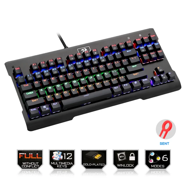 Best Price Redragon Rainbow USB mechanical gaming keyboard ergonomic LED backlit keys wired Computer PC Game Full key anti-ghosting 87 keys Best Price Redragon Rainbow USB mechanical gaming keyboard ergonomic LED backlit keys wired Computer PC Game Full key anti-ghosting 87 keys