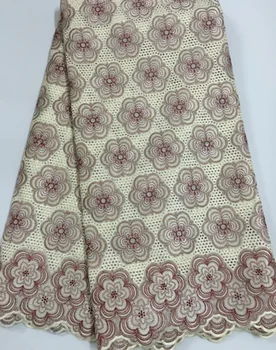 

Latest African Cotton Lace Fabric 2020 High Quality Nigerian Pure Cotton Embroidery Swiss voile Lace Fabrics 5Yards NLL2823