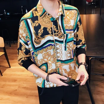 

New Pattern Flower Shirt Social Slim Fit Dress Shirts Camisa Masculina Ropa De Hombre Casual Shirts Mens Club Summer Clothes