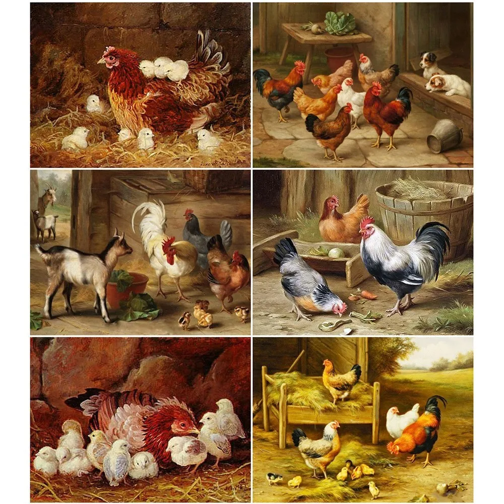

LZAIQIZG Full Square Diamond Painting Animal 5D Diy Diamond Embroidery Chicken Home Farmhouse Decor Picture Mosaic Rhinestone