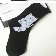 10 пар в партии; женщина мужчина Повседневное мультфильм Хип-хоп Cat Lady хлопок кошка Носки весна-осень Cat Носки