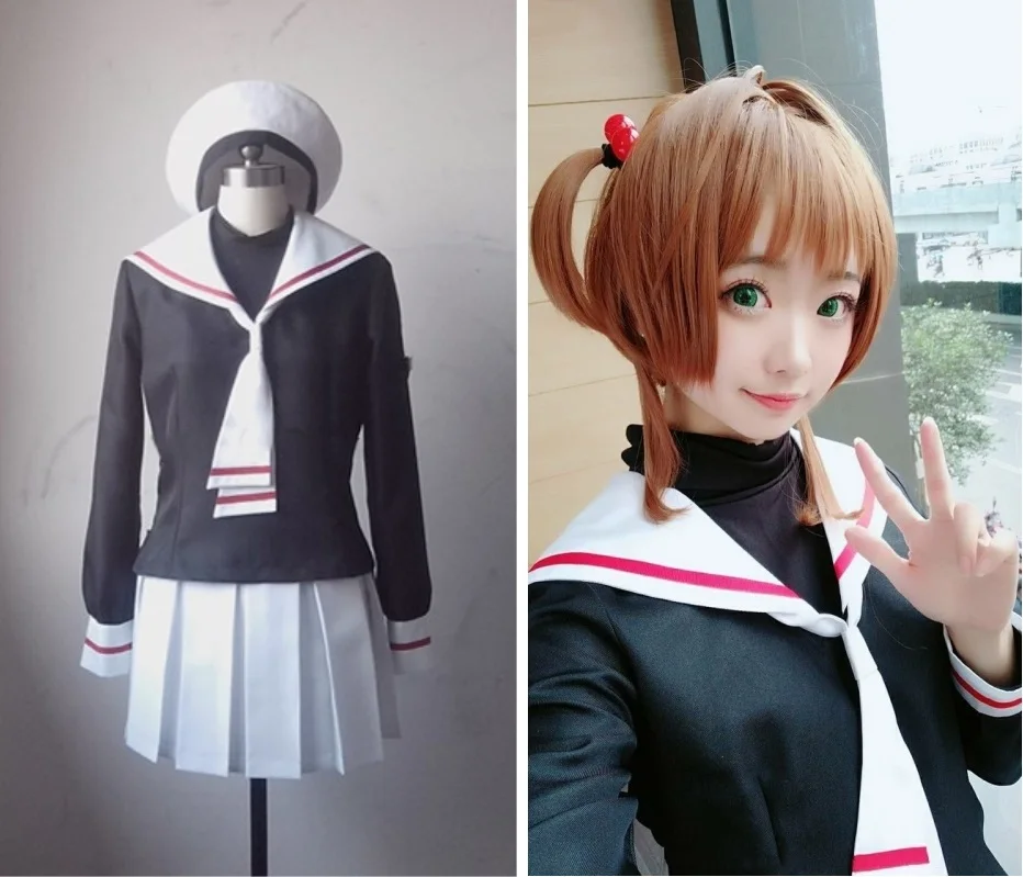 New Anime Cardcaptor Sakura Kinomoto Sakura Cosplay Costume School 