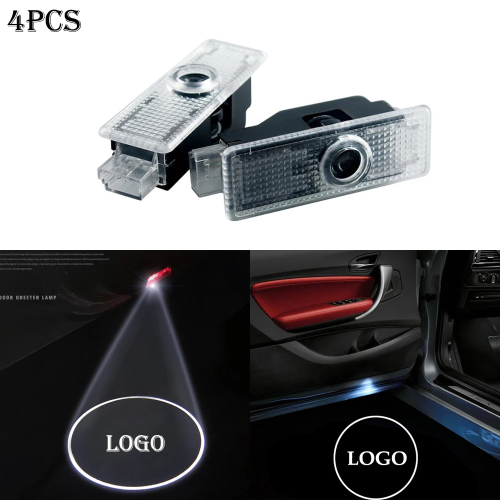 

4pcs Car Door Light Logo Light Emblem Logo For BMW E60 E61 E53 E52 F10 F34 E91 E92 X3 X5 M3 Door Warning Light Car LED Door Lamp