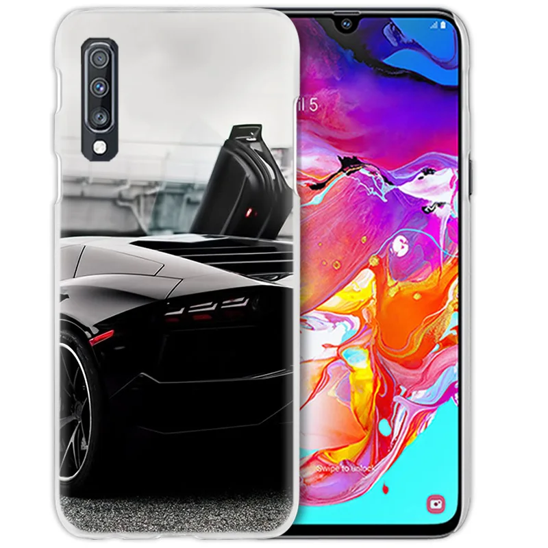 Спортивный супер автомобильный чехол для samsung Galaxy A50 A70 A20e A40 A30 A20 A10 A8 A6 Plus A9 A7 жесткий прозрачный чехол для телефона из поликарбоната