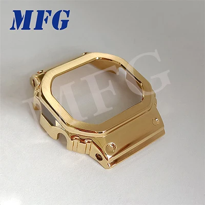 Металлический чехол для часов с рамкой GWM5610 DW5600 GW5000 модификация нержавеющая сталь серебро золото черный для мужчин/женщин - Цвет ремешка: golden