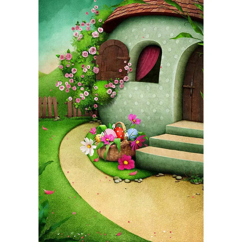 

S-3074 Cartoon Easter Basket Eggs House Baby Newborn Child Photo Background Photography Backdrops