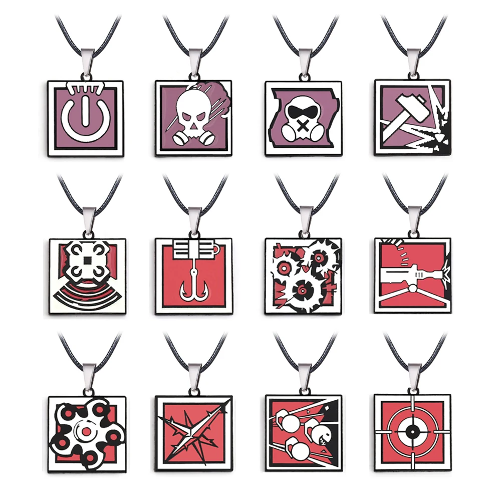 

Accessory Necklace Women Harmmer Skeleton Gear Pattern Rainbow 6 Siege Pendants 12 Style For Girls Choker Men Charm Gift