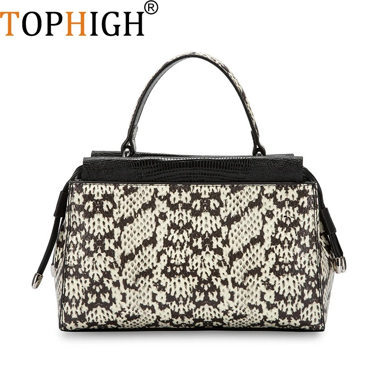 

TOPHIGH Luxury Handbags Women Bags Designer Ladies Leather Snake Shoulder Bag Brand Hand Bags High Quality Women Casual Tote Bag