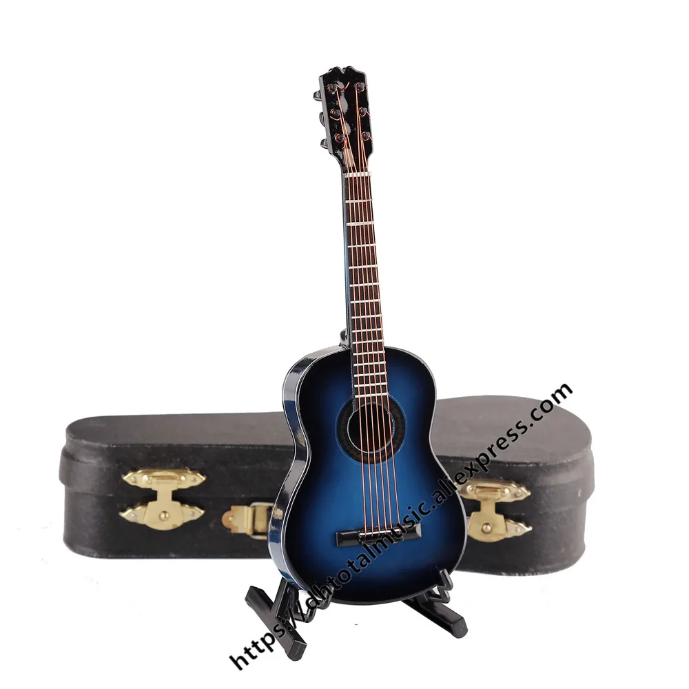 Dh мини модель гитары Миниатюрная модель гитары Реплика с подставкой и чехол мини музыкальный инструмент украшения аксессуары для кукольного домика