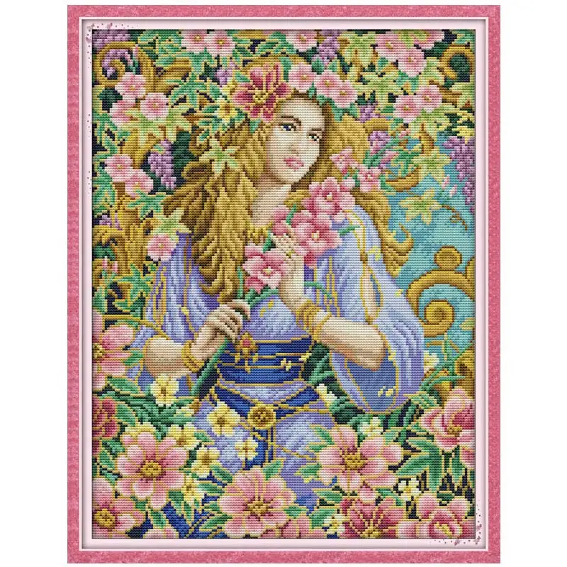 

Flower Fairy counted printed on the canvas DMC 11CT 14CT DIY kits Chinese Cross Stitch embroidery needlework Sets handmade