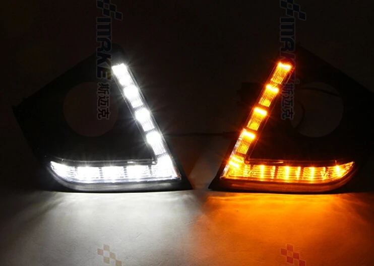 

car-special LED DRL daytime running light for toyota corolla 2013-2014 with yellow turn signals