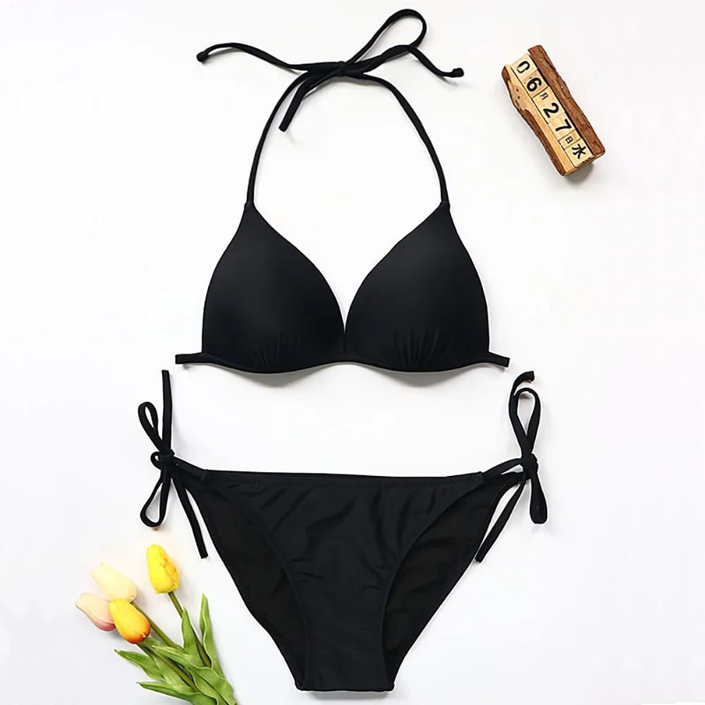 

New Sexy Brazilian Push Up Bikini Set Bikinis Women Triangle Bandage Bikini Swimwear Black White Bathing Suits Swimsuit Biquini