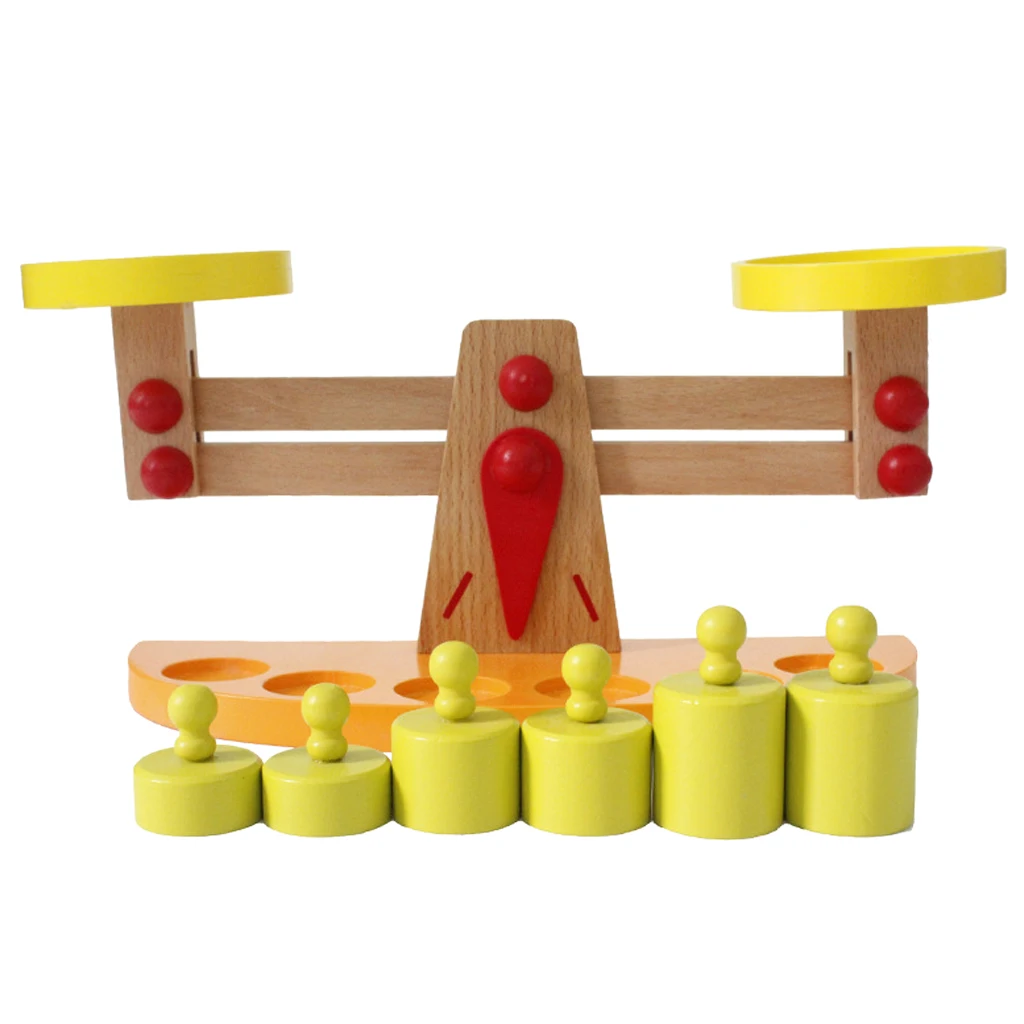 Wooden Balance Scale Math Learning Toy Christmas Gift for Kids Boys & Girls