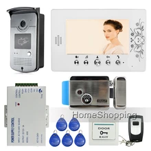 Free Shipping Home 7″ Color Video Door Phone Intercom Kit + 1 RFID Access Camera + 1 Monitor + Electric Control Lock Wholesale