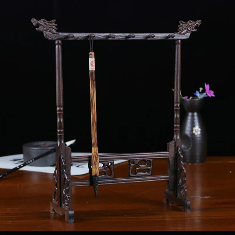 Kaufen Chinesische Pinsel Aufhänger Kalligraphie Stift Halter Mahagoni Holz Ständer Hängen Pinsel Stift Rest Chinesischen Stil Schreibtisch Dekor Kunst Liefert
