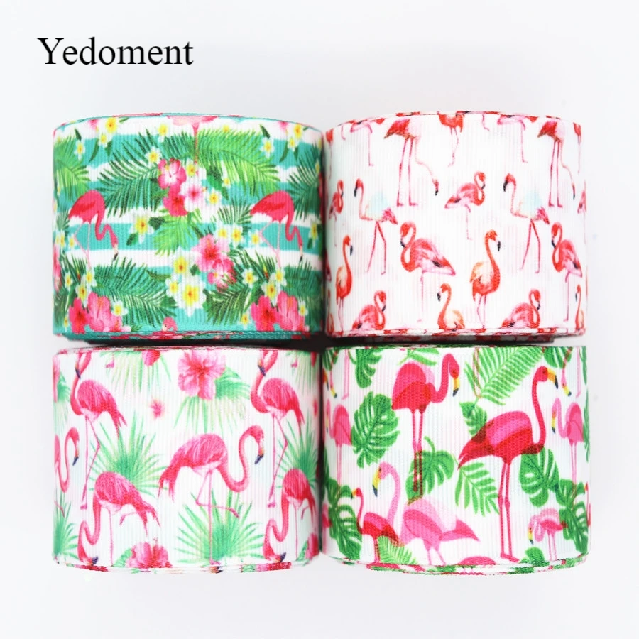 

10 Yards Grosgrain Ribbon Flamingos/Flowers Printed Ribbon 1.5" 38MM For Hair Bows DIY Crafts Handmade Accessories M19040602