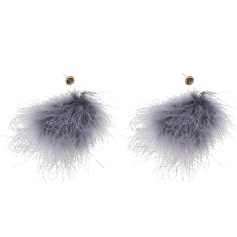 

Vintage Feather Opal Earrings Hanging Long Water Mane Fringe Furry Female Earrings
