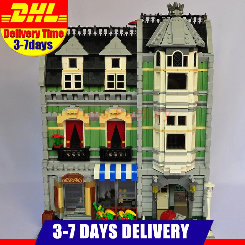 

2018 MOC LEPIN 15008 2462Pcs City Street Green Grocer Model Building Kits Set Blocks Bricks Compatible 10185