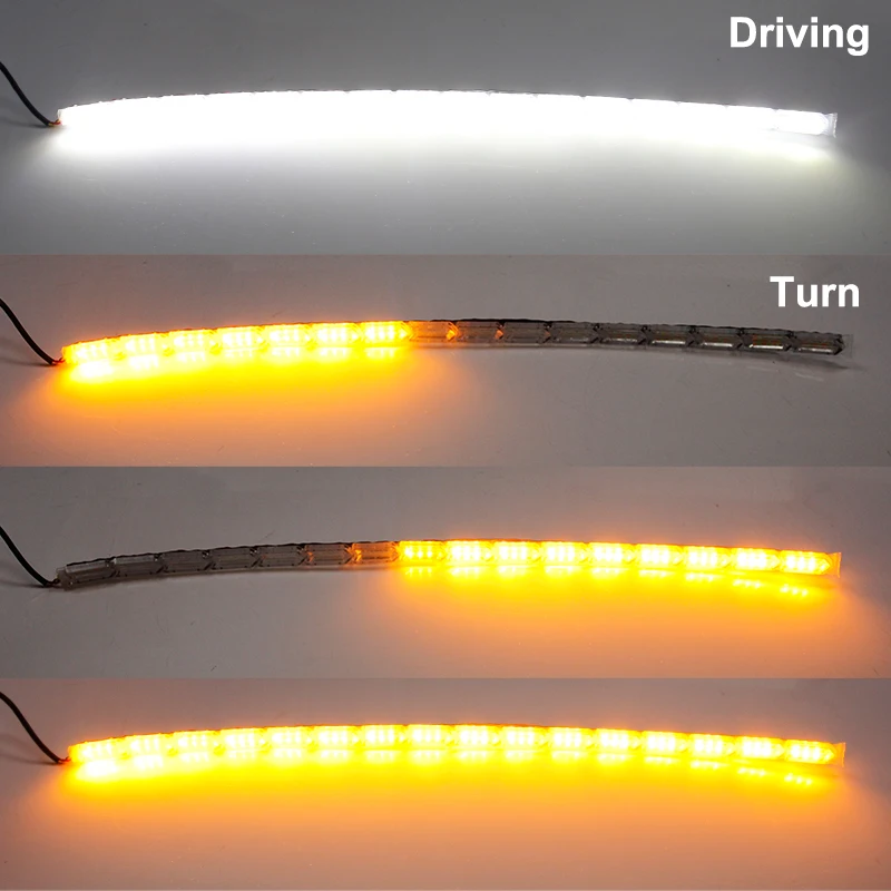 OKEEN 2pcs Waterproof Flexible LED Strips Lights White DRL Daytime Running Light of Sequential Flow Style Switchback Headlight OKEEN 2pcs Waterproof Flexible LED Strips Lights White DRL Daytime Running Light of Sequential Flow Style Switchback Headlight