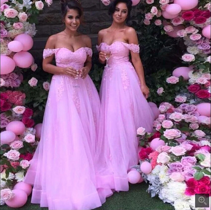 

New arrival 2019 Tulle Applique Lace Long evening Dress Lavender robe demoiselle d'honneur off the shoulder sexy evening gowns