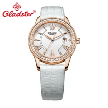 Gladster Japanese Miyota Movement Crystal Women Watch Sapphire Crystal Leather Dress Lady Clock Fashion Quartz Female Wristwatch