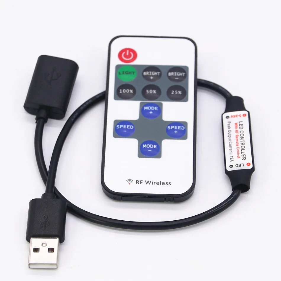 BEIYUN Mini USB 5 V RF беспроводной светодиодный пульт Диммер пульт дистанционного управления для USB светодиодный шнур и одноцветная Светодиодная лента 5050 2835 5630