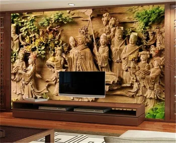 

Custom Any Size 3D Mural Wallpaper 3D Rich Large Wood Carving Home Decor Living Room Wall Covering