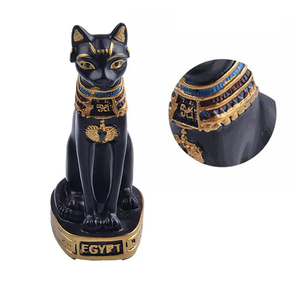 1 шт. Статуэтка египетского кота из смолы, статуэтка, украшение, винтажная таинственная Статуя Кошки богини Бастет, домашний стол, украшение для сада