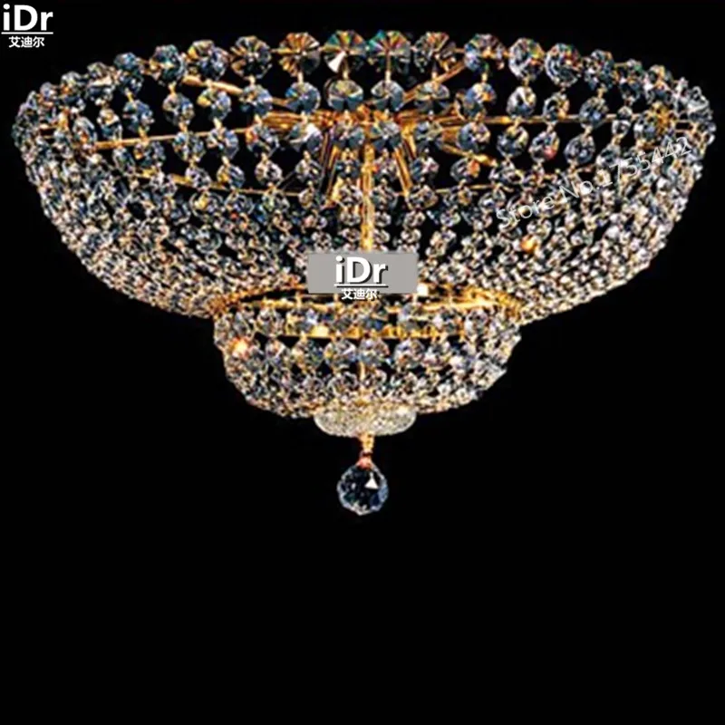 Luminária de teto dourada extravagante lâmpadas de cristal para o