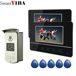 Smartyiba Бесплатная доставка 7 ''видеодомофон видео домофон громкой связи домофон черный 2 монитора открытый с ИК Камера