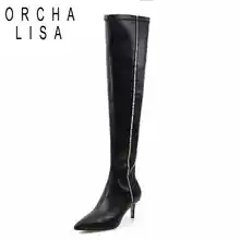 ORCHA LISA/ботфорты; женские модные пикантные сапоги из искусственной кожи на тонком каблуке; женская обувь; модельные туфли с острым носком; Botas mujer