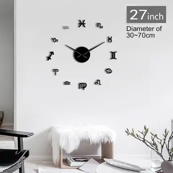 

1Piece DIY Giant Wall Clock 3D Mirror Large Numer Wall Clock Modern Design Graphic Symbols Sticker DIY Frameless Huge Wall Watch