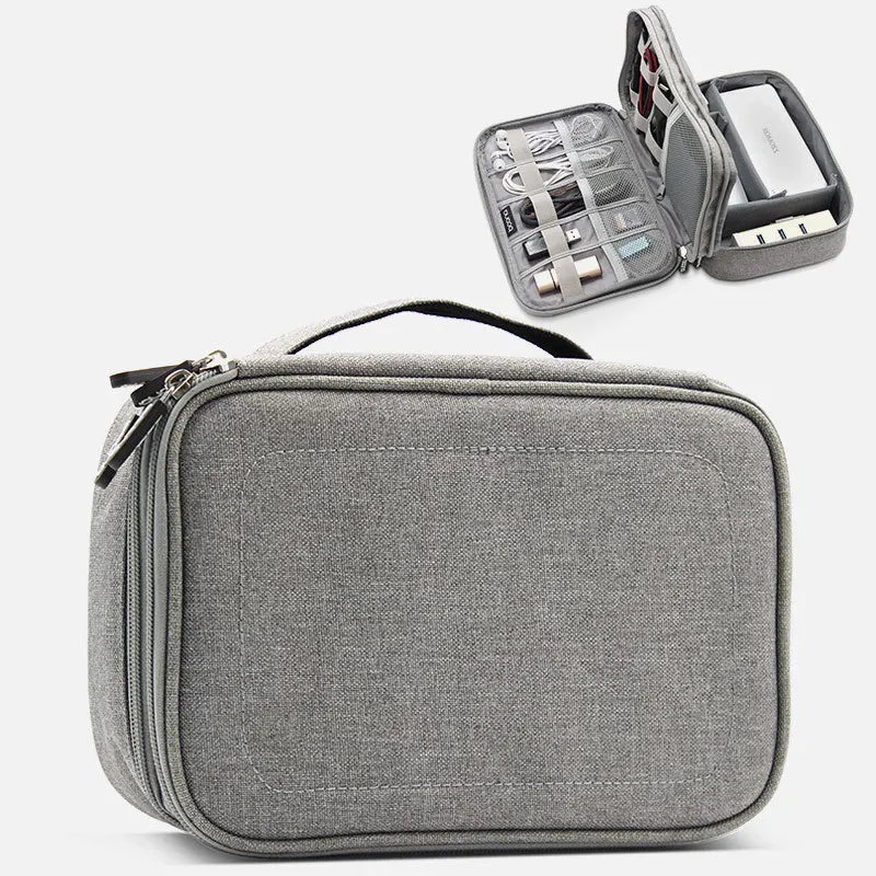 Najtaniej Wodoodporna 2 warstwy USB torba do przechowywania kabli elektronicznych organizator pokrowiec na cyfrowe gadżety podróży telefon komórkowy ładowanie mobilne uchwyt ładowarki