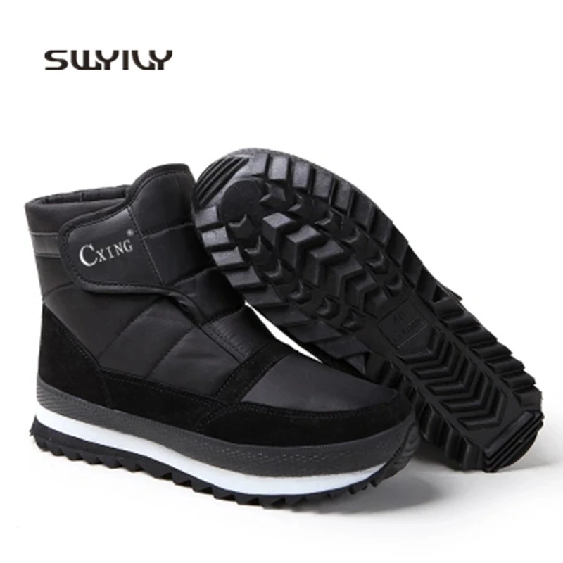 

SWYIVY Sneakers Men Non-slip Waterproof Winter Warm Walking Shoes 2018 Platform Short Snow Boots Plus Velvet Men's Cotton Shoes