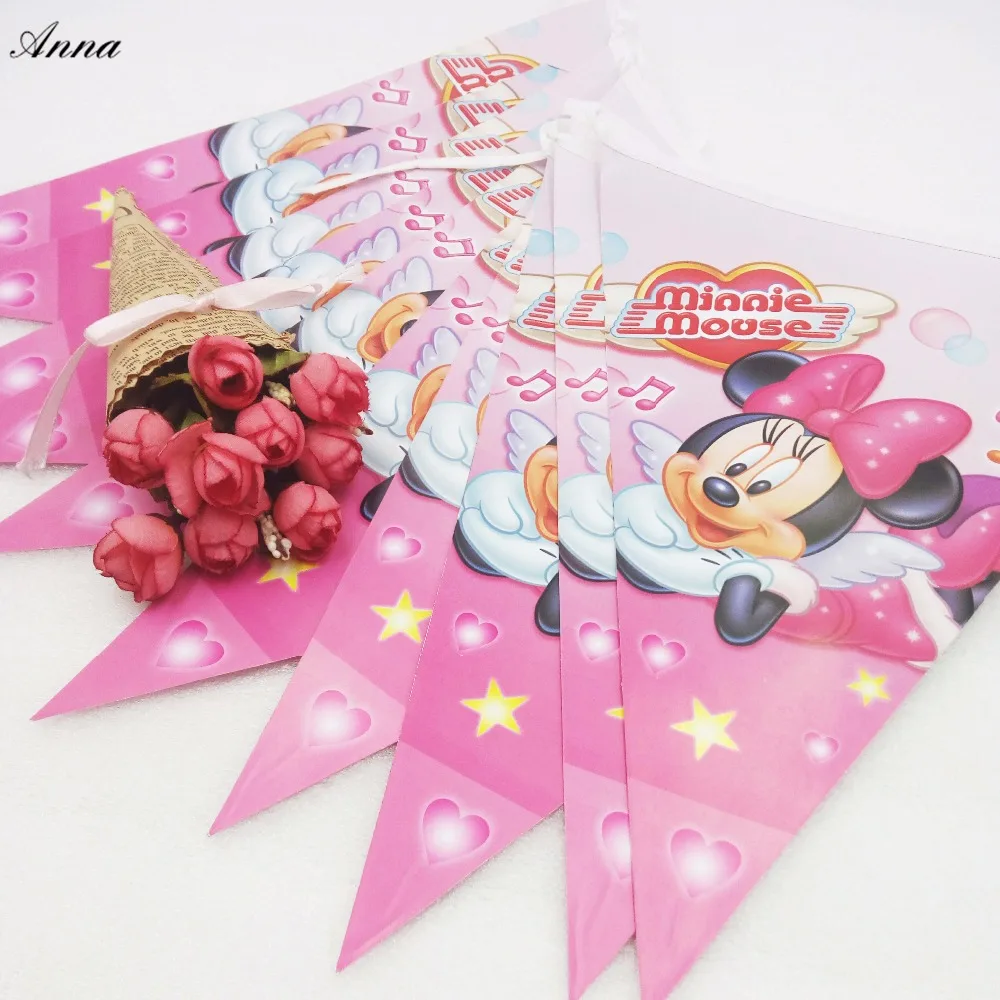 

2.8m Minnie Mouse Party Supplies Pennant Bunting Birthday Flag Banners Birthday Party Decorations Kids Supplies