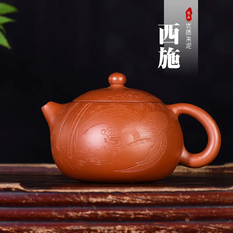 

Phoenix Strike Xi Shi Yixing Raw Ore Dark-red Enameled Pottery Teapot Manufactor Wholesale Famous Full Manual