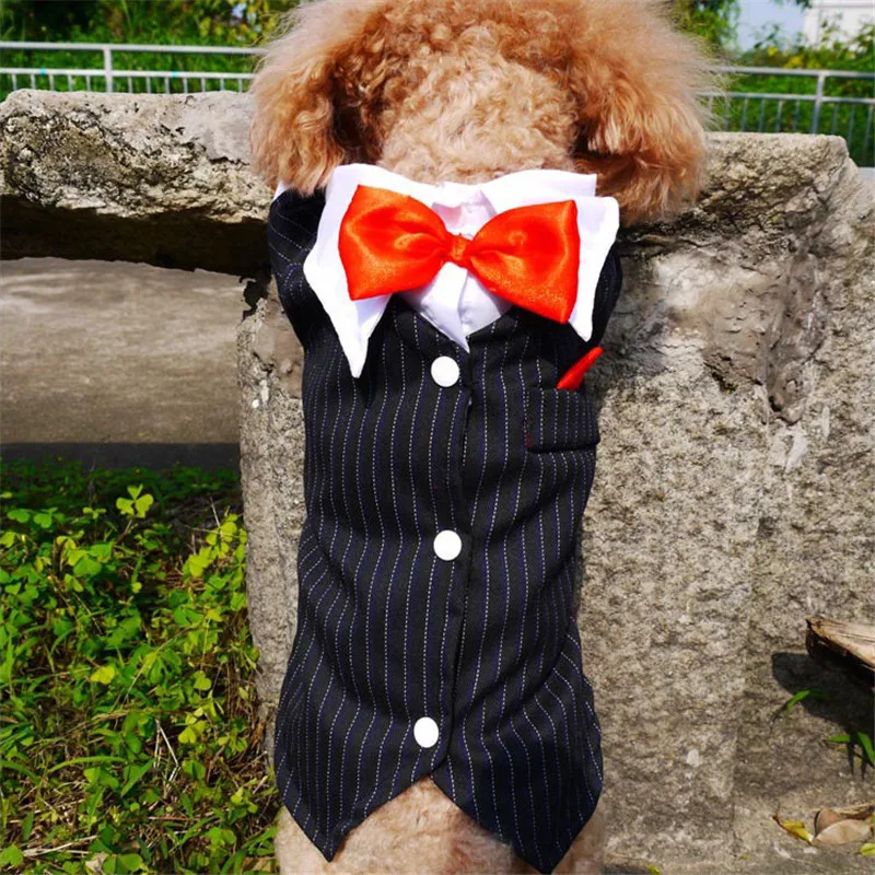 Puppy Dog Clothes Dog Wedding Suit Tuxedo Suit Coat With Bowtie Chihuahua Poodle Pug French Bulldog Pet Dog Clothes2