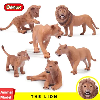 

Oenux 6PCS/Set Africa Lions Simulation Model Action Figures Wild Beast Male Lion Animals Collection Toy For Kids Birthday Gift