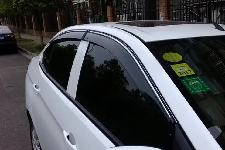 

RKAC Custom fit for 4pcs Door Sun Window Visor Deflectors Rain Shield Sun Guard For Chevrolet Malibu 2013 2014 2015 STICKRES