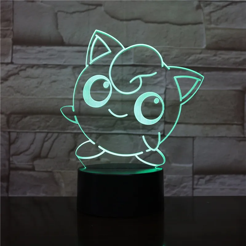 

Pokemon Go Jigglypuff Figure Kids Nightlight LED Bedside Atmosphere Colorful Night Light Child Holiday Gift 3D Lamp Jigglypuff