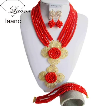 

Nigerian Wedding African Red Beads Necklace Set laanc AL051