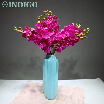 

INDIGO -9pcs Purple Phalaenopsis Silk+Latex Coating Orchid Real Touch Artificial Flower Wedding Party Fake Flower Free Shipping