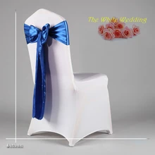 100 в Европу дешевый темно-синий Премиум атласные свадебные туфли бант на стул для Свадебные украшения