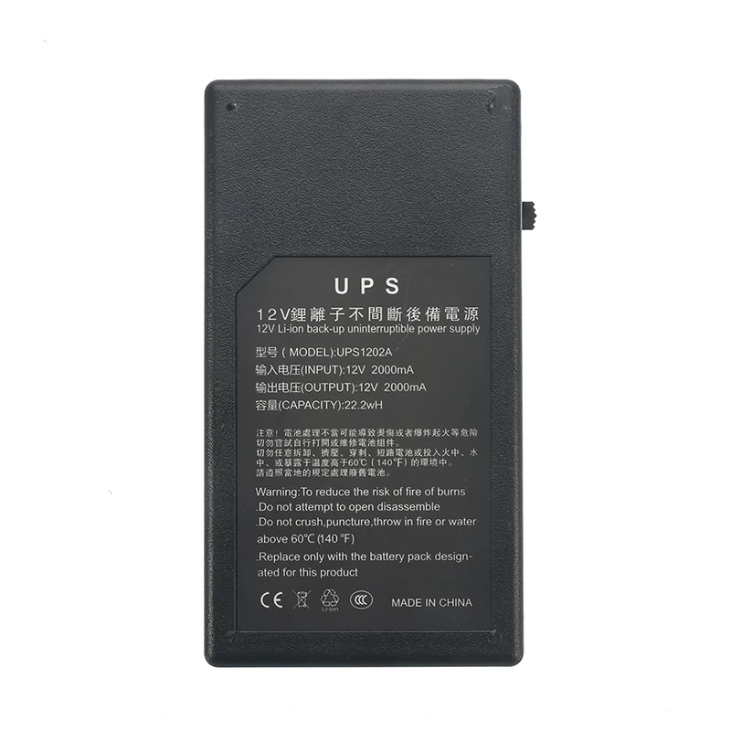 12V 2A 22,2 W UPS источник бесперебойного питания 111x60x26mm Резервная мощность мини батарея для камеры роутера