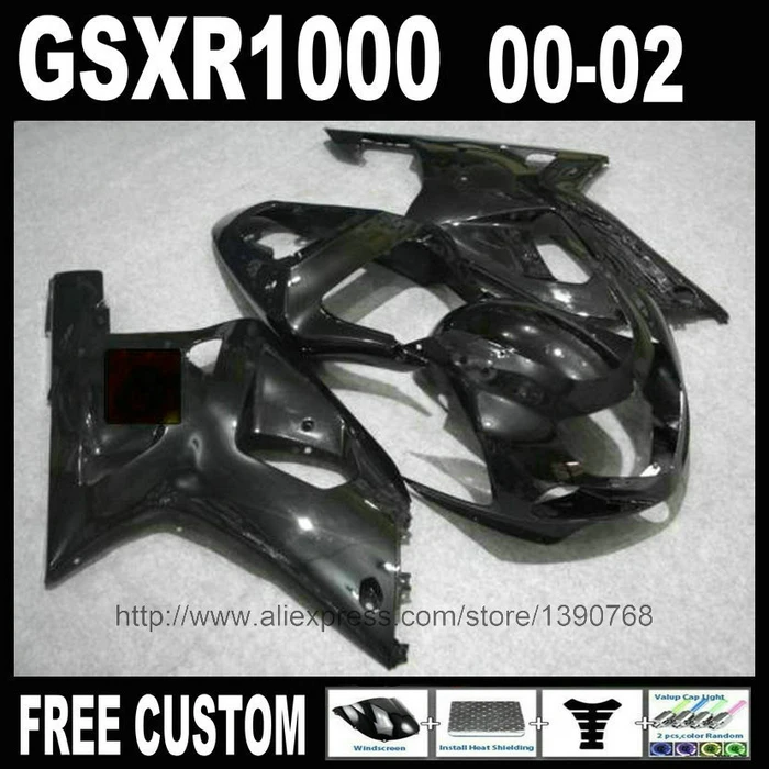 

Motorcycle fairings for SUZUKI GSXR1000 2000 2001 2002 all black custom fairing kit 00 01 02 K2 GSXR 1000 YH32