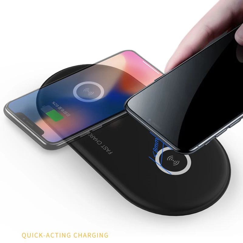 

Dual QI Wireless Charger base Fast Charging 5W Pad Quick Charge For iPhone 8 X XS XSMAX XR Samsung Galaxy S9 S7 S6 Edge Note8 9
