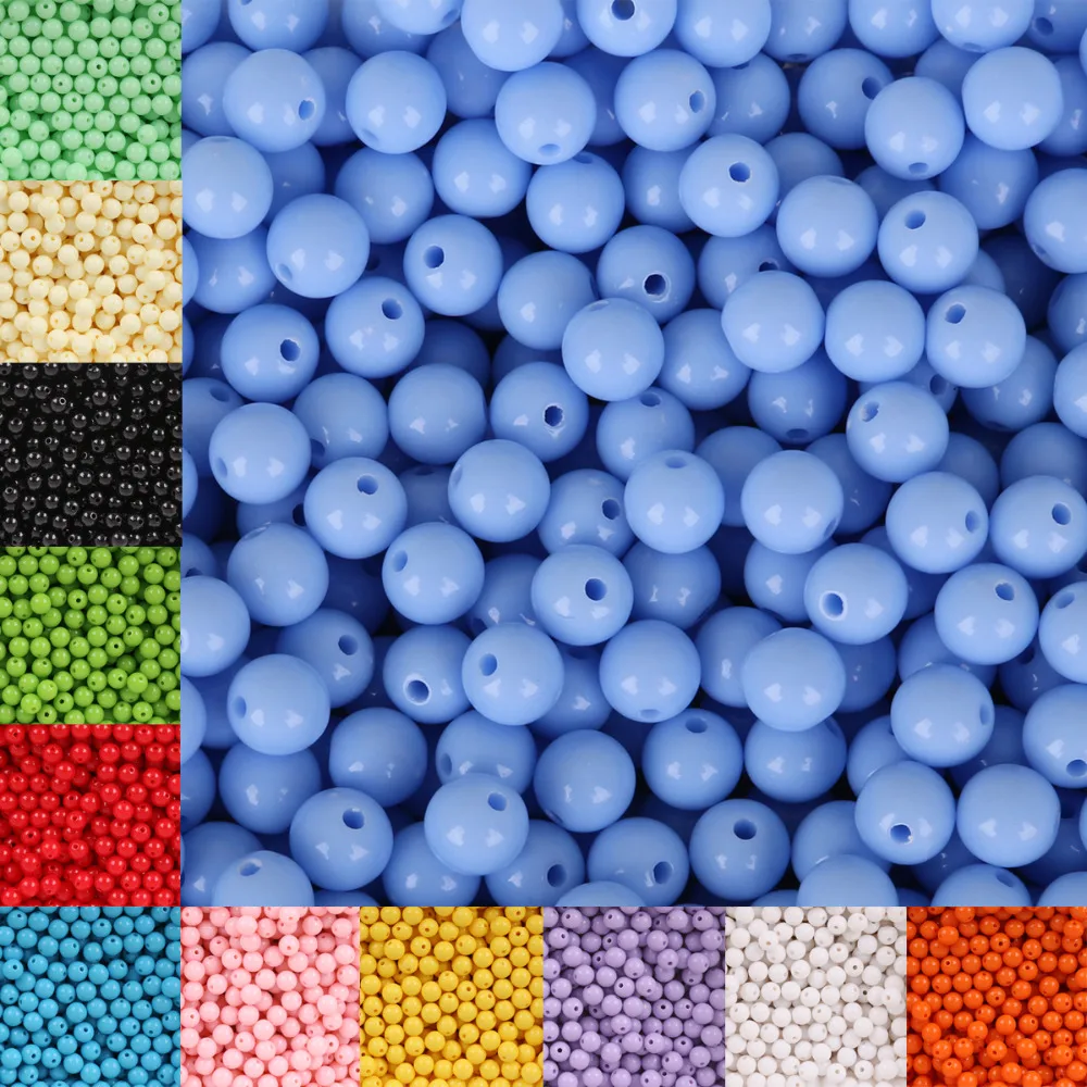 

8mm 100pcs/bag S Acrylic Beads Smooth Round Loose Spacer Beads For Jewelry Making Bracelet Jewelry Findings Accessories DIY