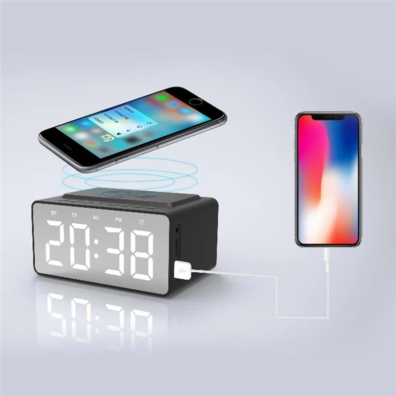 

High Quality Smart Home Home Automation Mirror Clock Wireless Charging Bluetooth Stereo Three-in-one